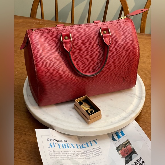 Louis Vuitton Handbags - Louis Vuitton Red Epi Speedy 25 Leather Satchel